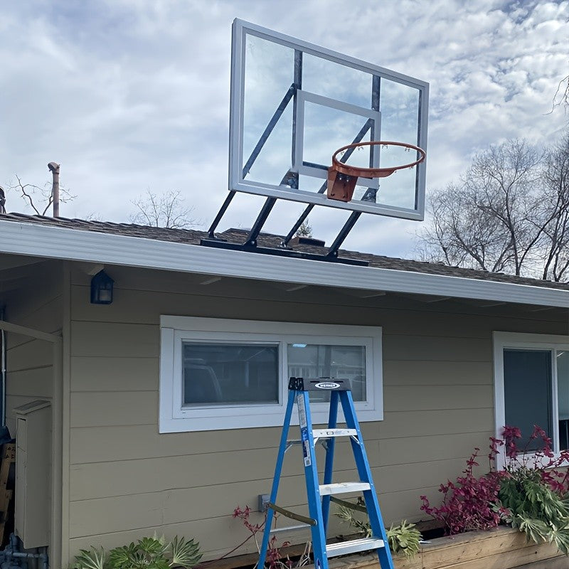 Cesta de basquete montada na parede para serviço pesado com altura ajustável, ta