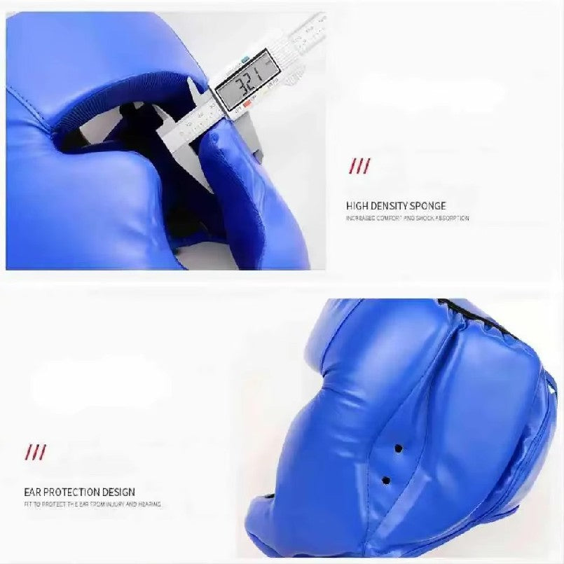 Capacete de proteção para boxe com cobertura total e reforço, em couro PU, resis
