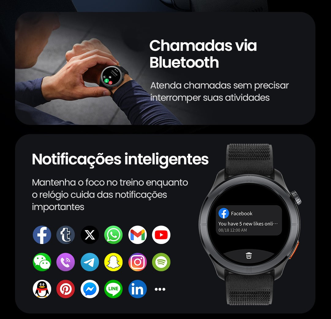 Smartwatch HAYLOU Solar Neo 2 com Chamadas de Voz, Tela AMOLED HD de 1.43'&#
