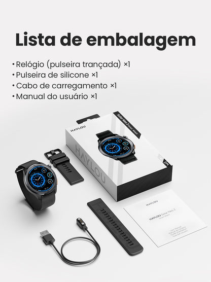 Smartwatch HAYLOU Solar Neo 2 com Chamadas de Voz, Tela AMOLED HD de 1.43'&#