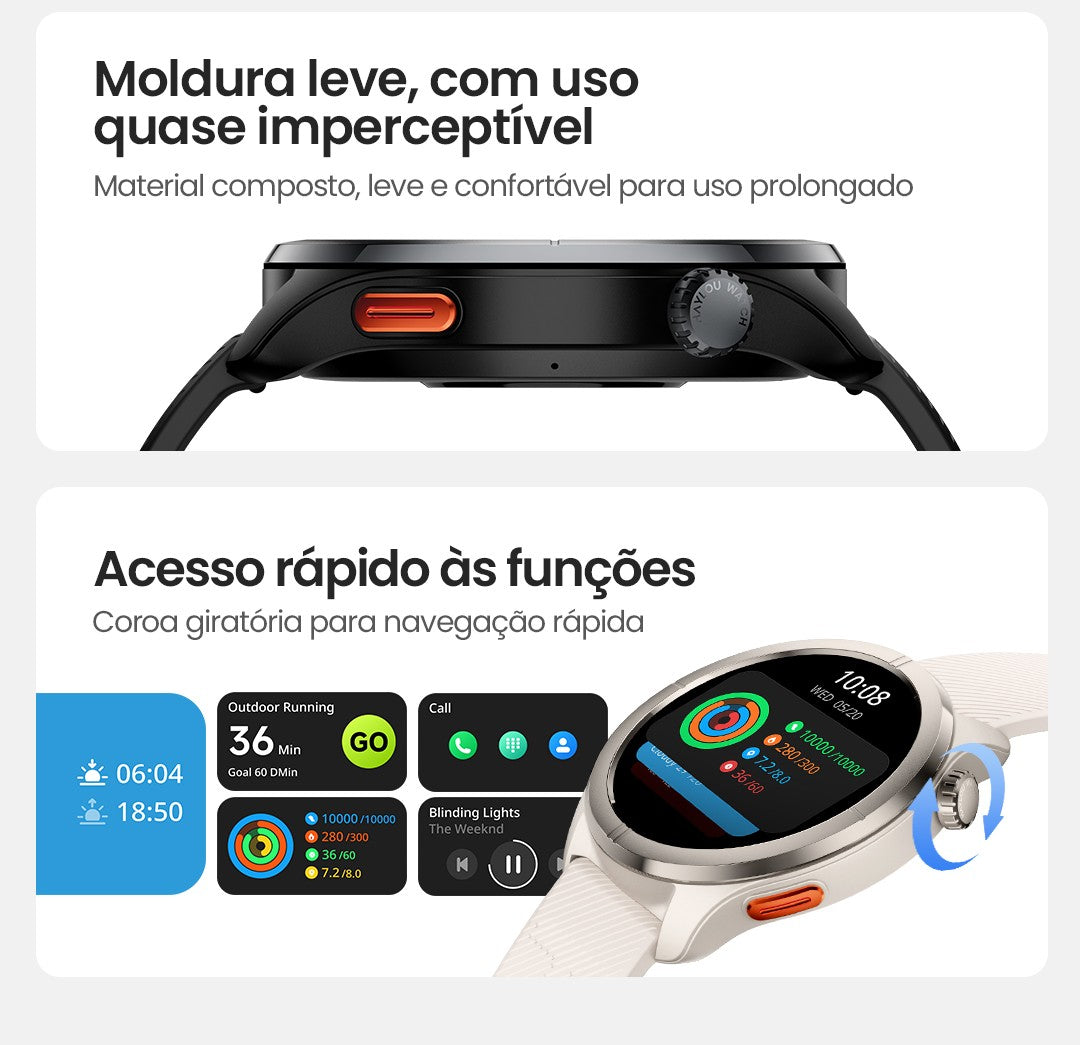 Smartwatch HAYLOU Solar Neo 2 com Chamadas de Voz, Tela AMOLED HD de 1.43'&#