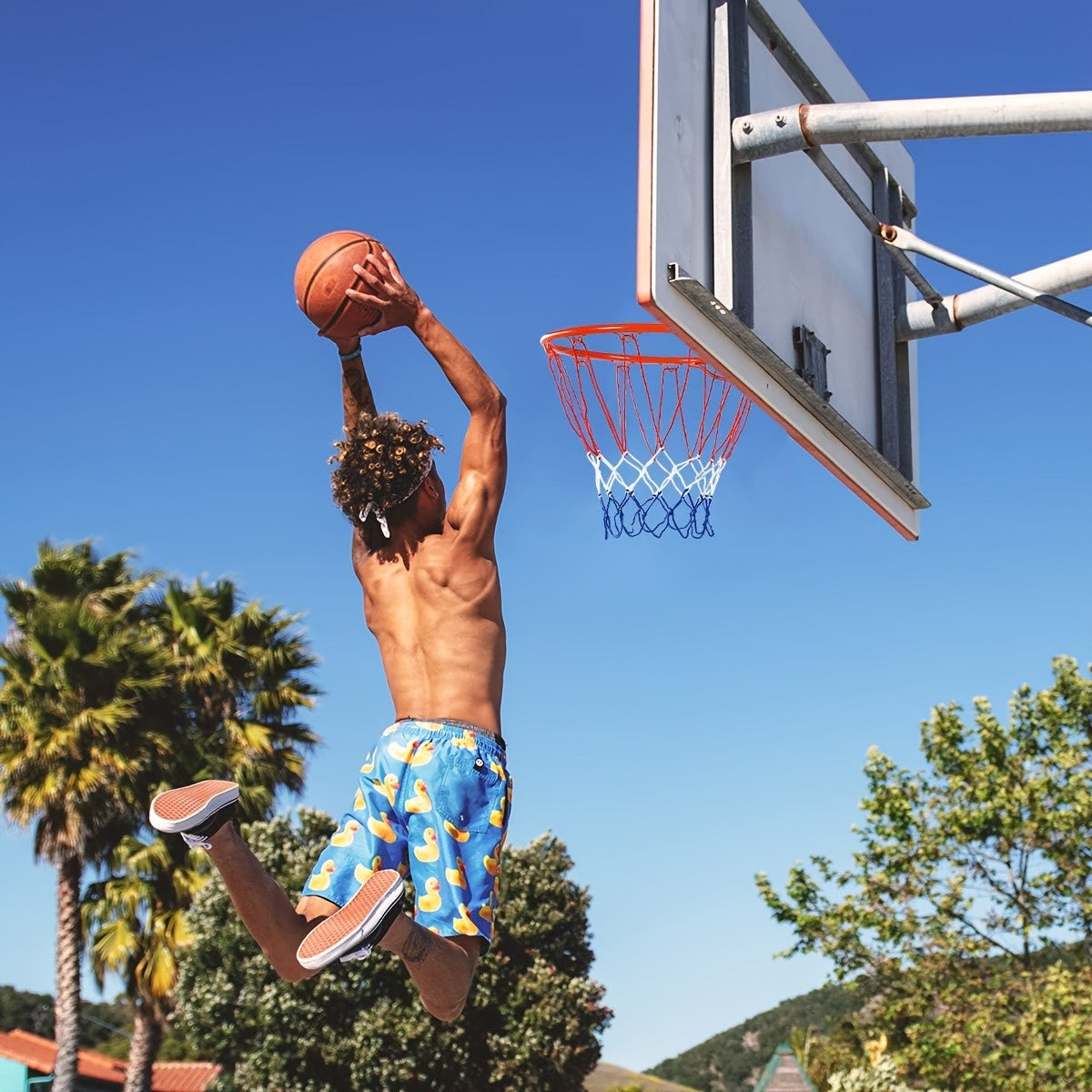 Cesta de basquete montada na parede para serviço pesado com altura ajustável, ta