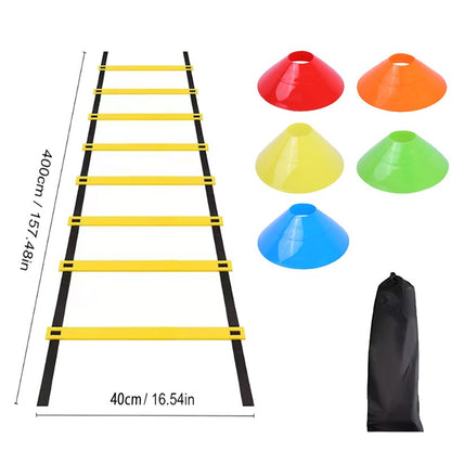 Kit de treino de agilidade para esportes, escada de velocidade + tubo com cones