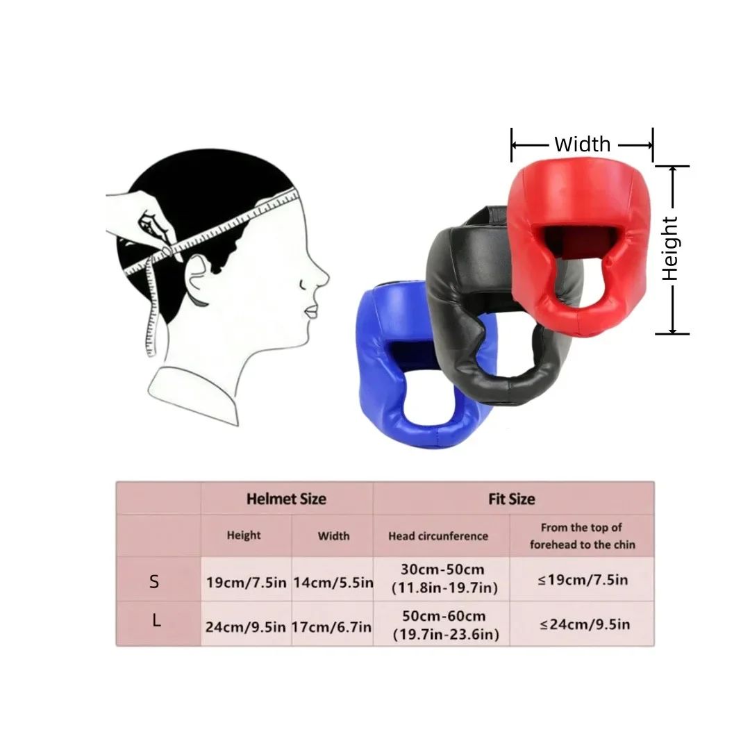 Capacete de proteção para boxe com cobertura total e reforço, em couro PU, resis