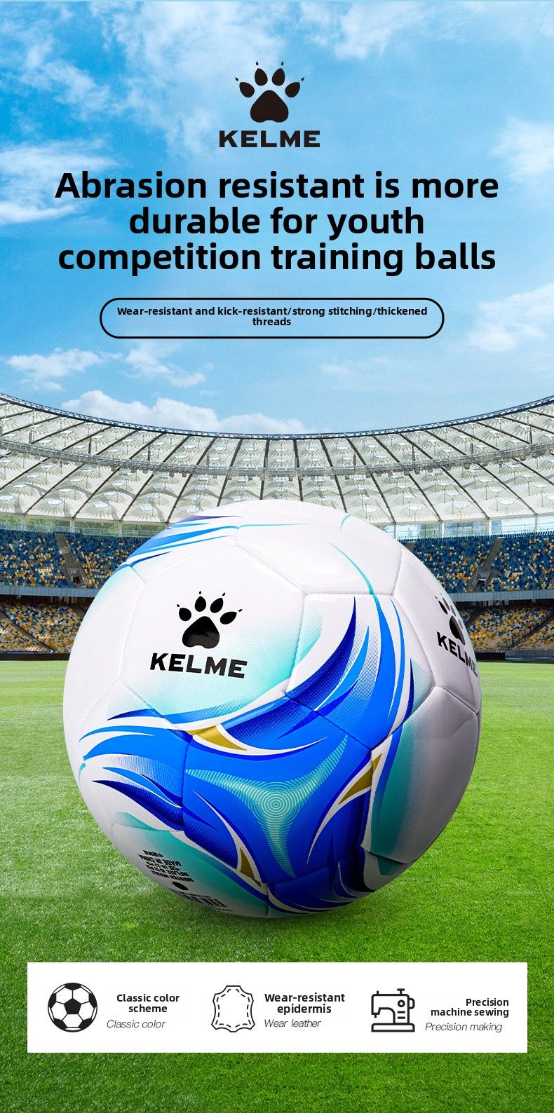 Kelme padrão 5 bola de futebol escola bola de futebol resistente ao desgaste bol