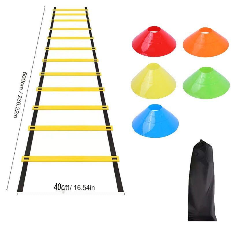 Kit de treino de agilidade para esportes, escada de velocidade + tubo com cones