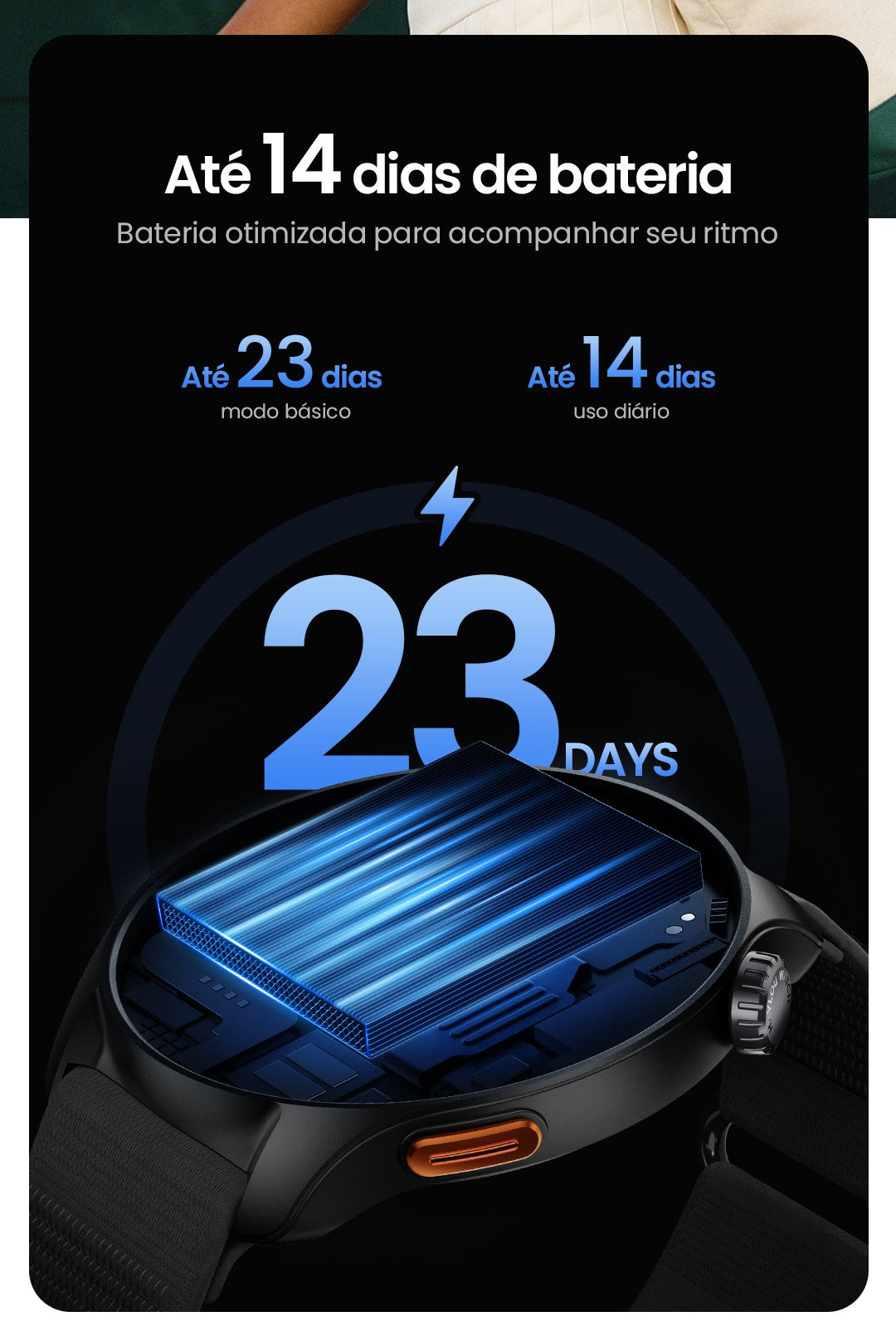 Smartwatch HAYLOU Solar Neo 2 com Chamadas de Voz, Tela AMOLED HD de 1.43'&#