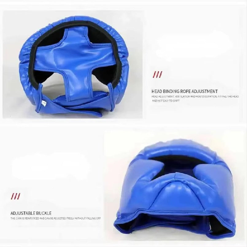 Capacete de proteção para boxe com cobertura total e reforço, em couro PU, resis
