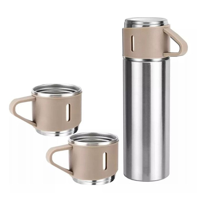 Kit Garrafa Térmica Conjunto Frasco A Vácuo 500ml Com 3 Xícaras