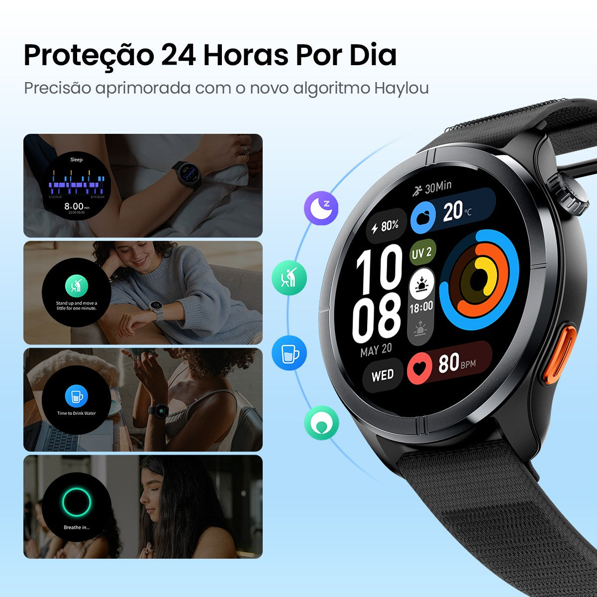 Smartwatch HAYLOU Solar Neo 2 com Chamadas de Voz, Tela AMOLED HD de 1.43'&#